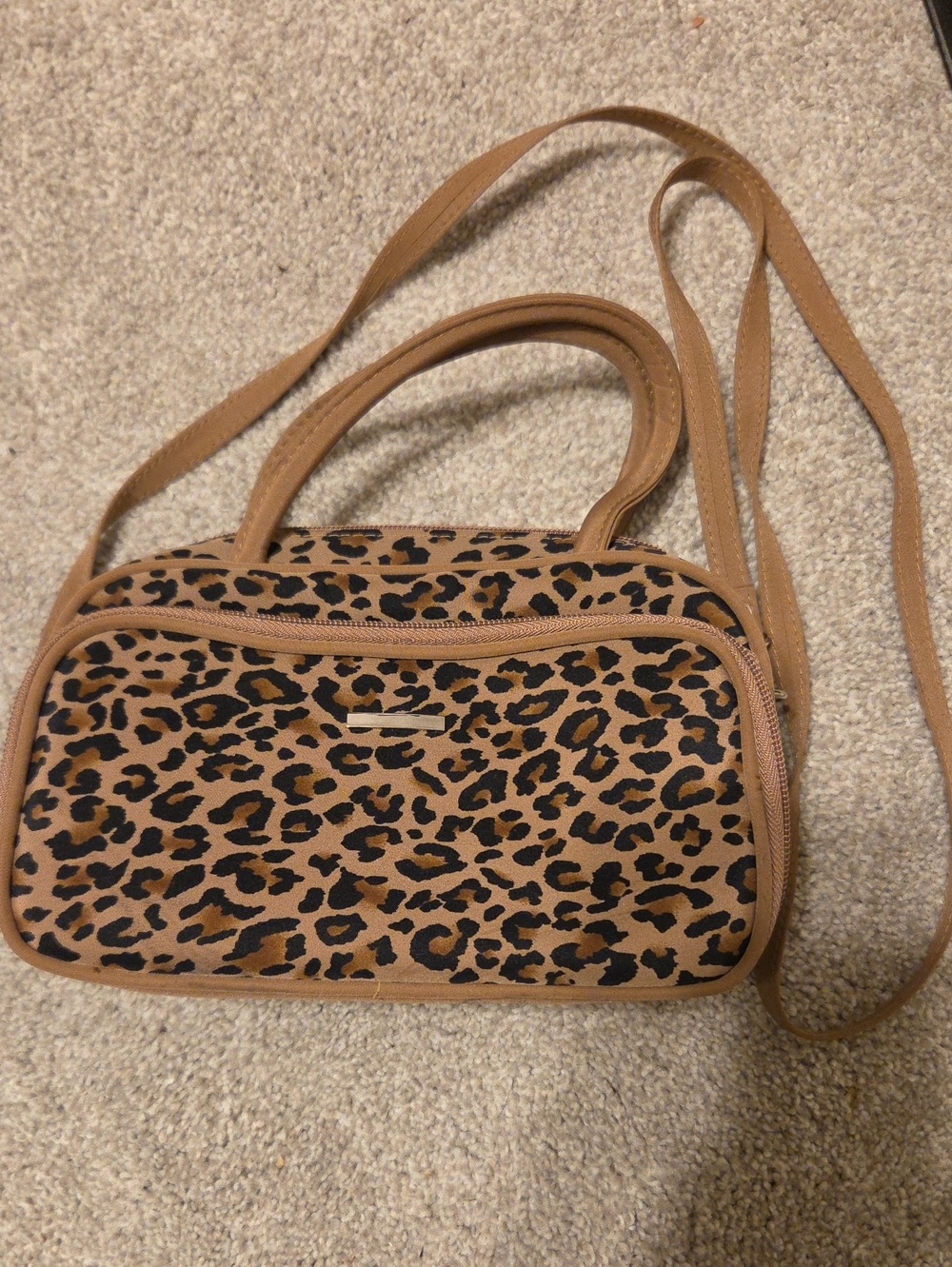 Leopard Print Crossbody Bag in Tan and Black